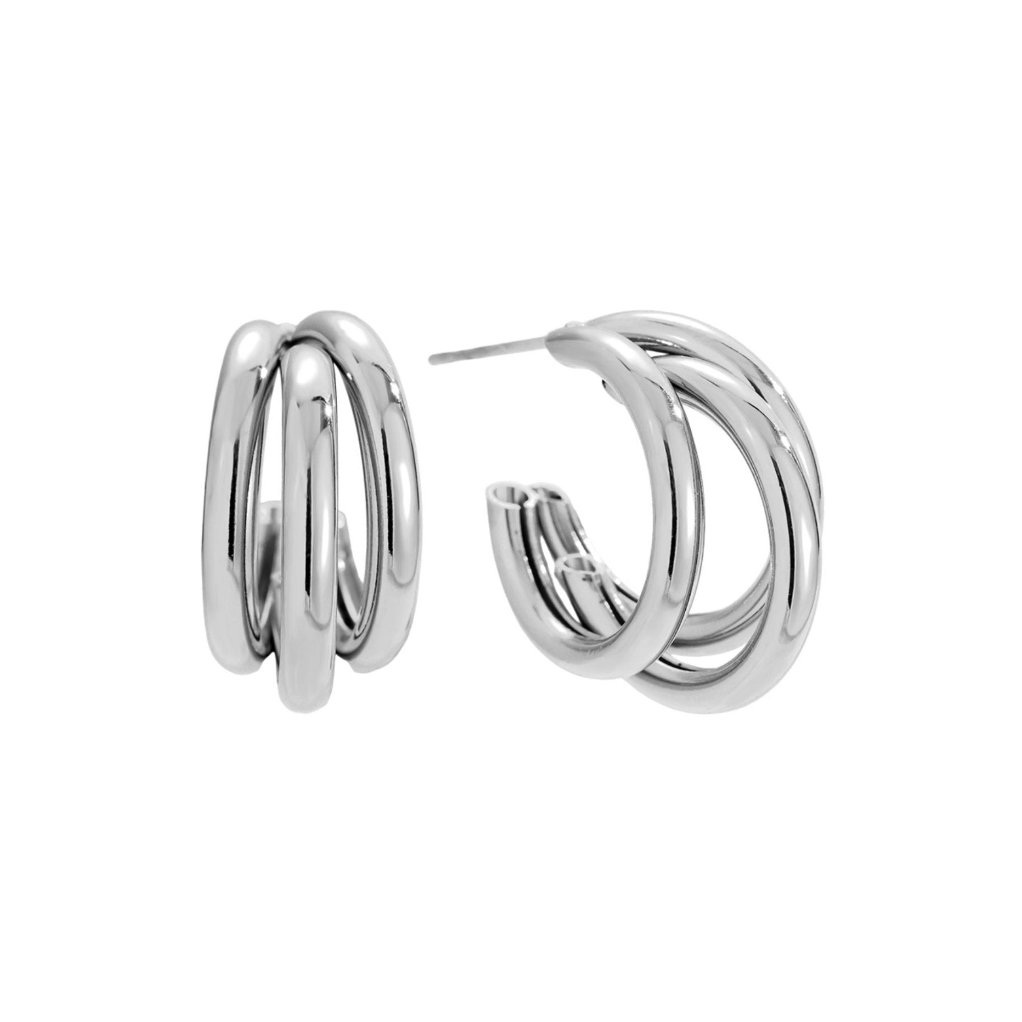 Aurelis Ohrringe in silber, Creolen mit drei Ringen.