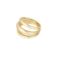 Aurelis Ring in gold mit drei reihen aus glatt poliertem Edelstahl.