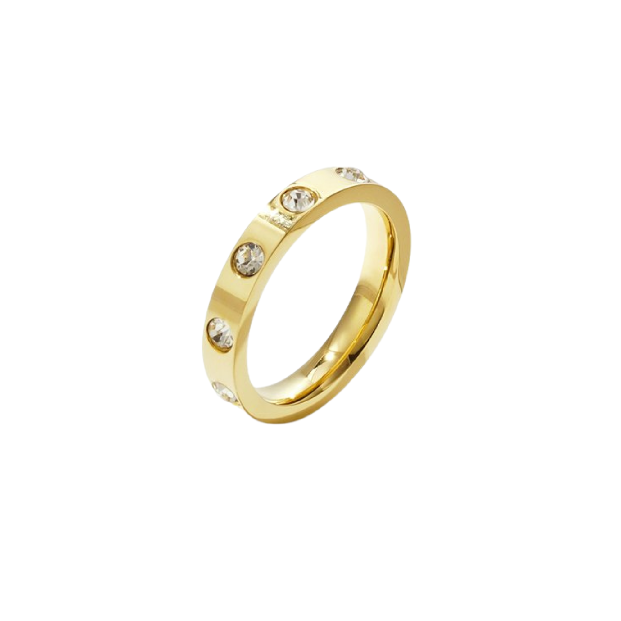 Icon Ring in gold, Band mit eingefassten Steinen.