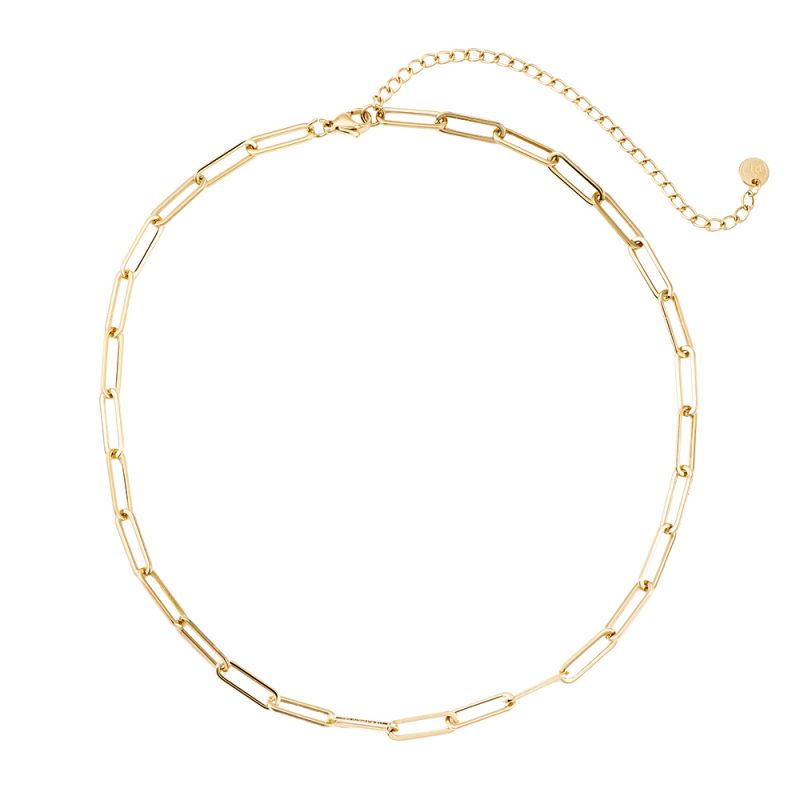 Ina Halskette in gold mit rechteckigen Gliedern.