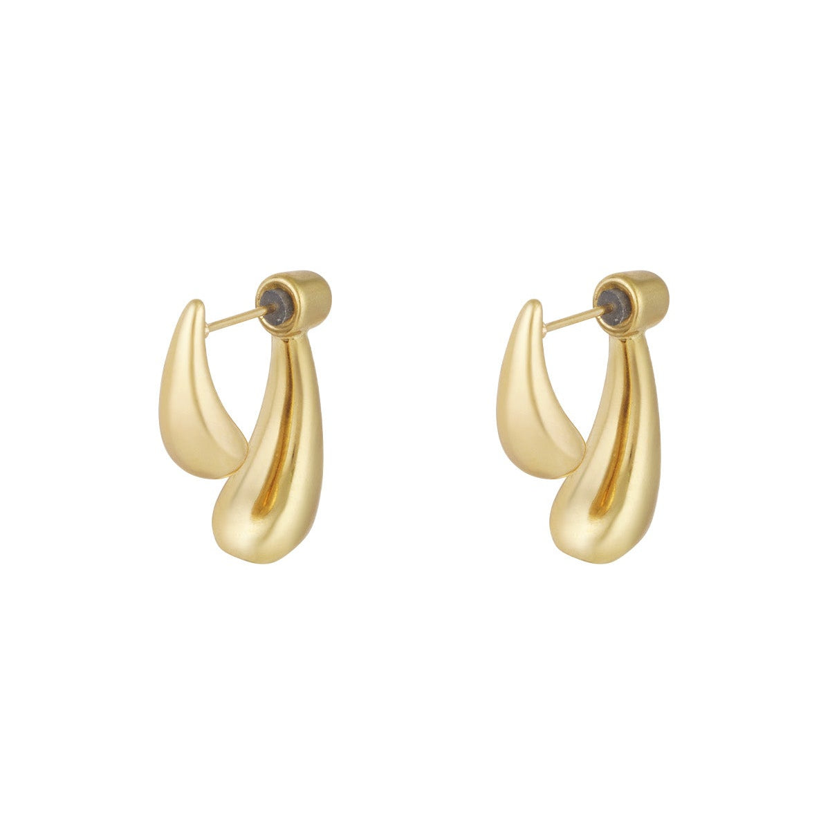 Kuro Ohrstecker in gold mit zwei glatten Tropfen.