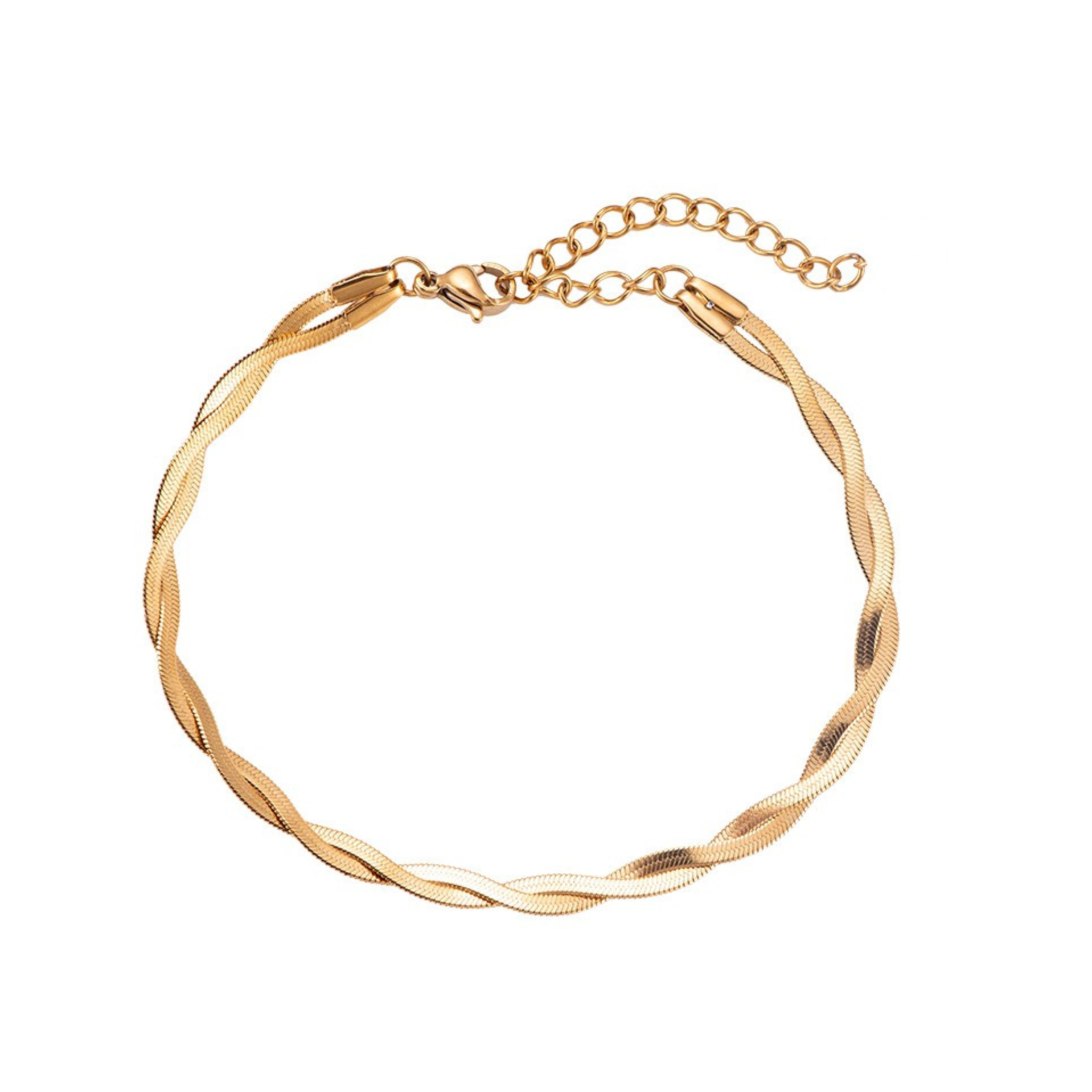 Mavi Armband in Gold mit zwei ineinander geflochtene Schlangenketten.