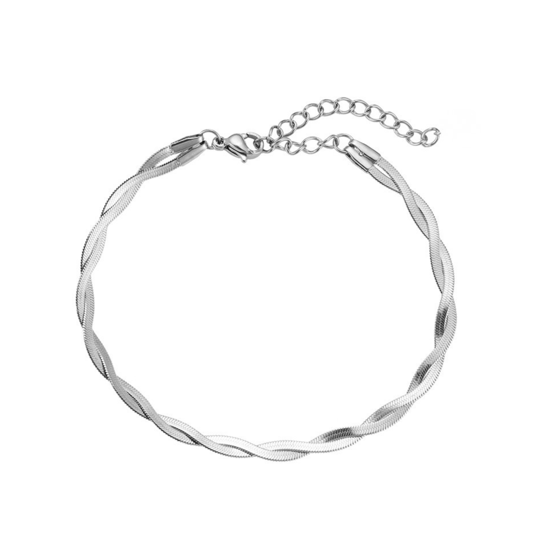 Mavi Armband in silber mit zwei ineinander geflochtene Schlangenketten.