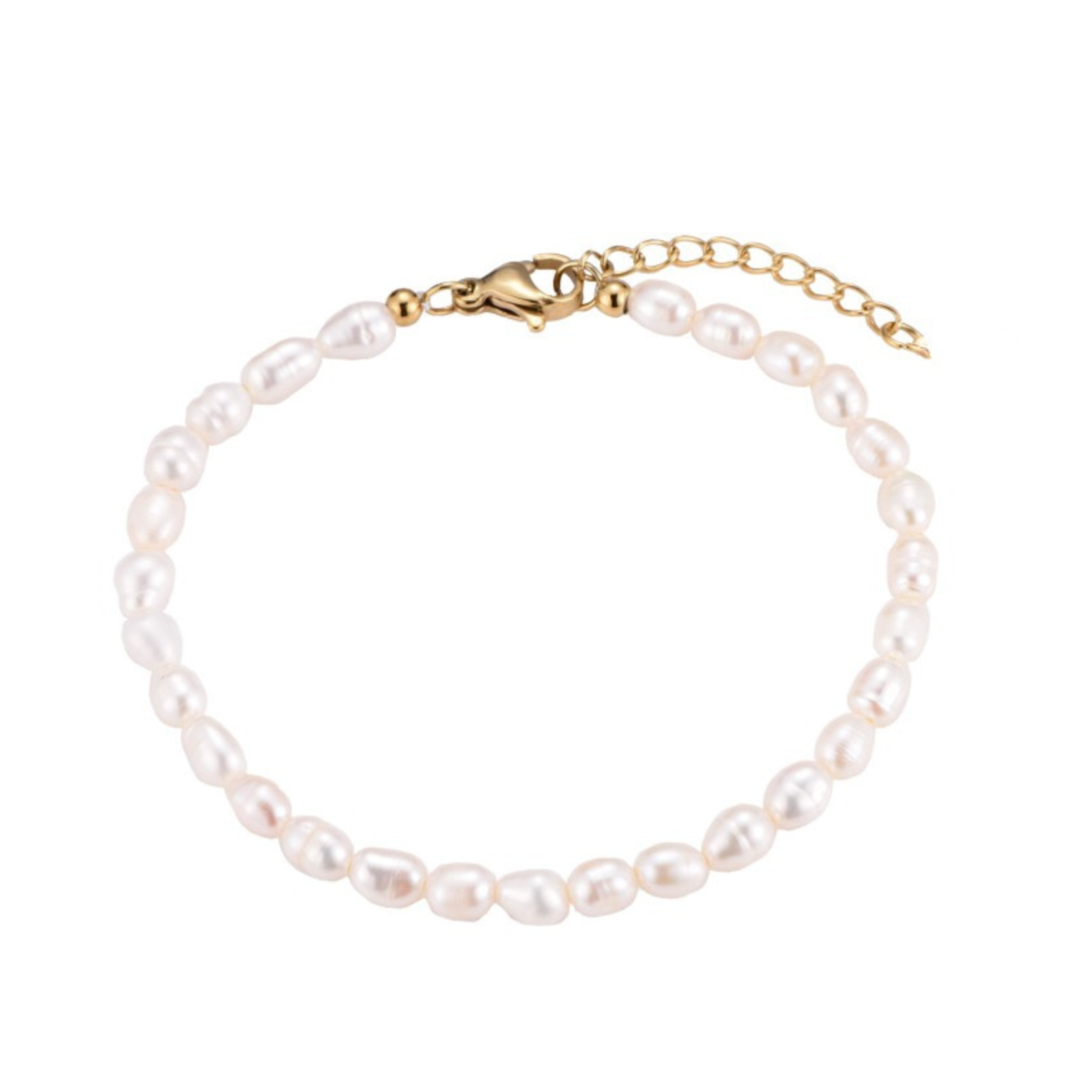 Simples Perlen Armband mit goldenem Verschluss.