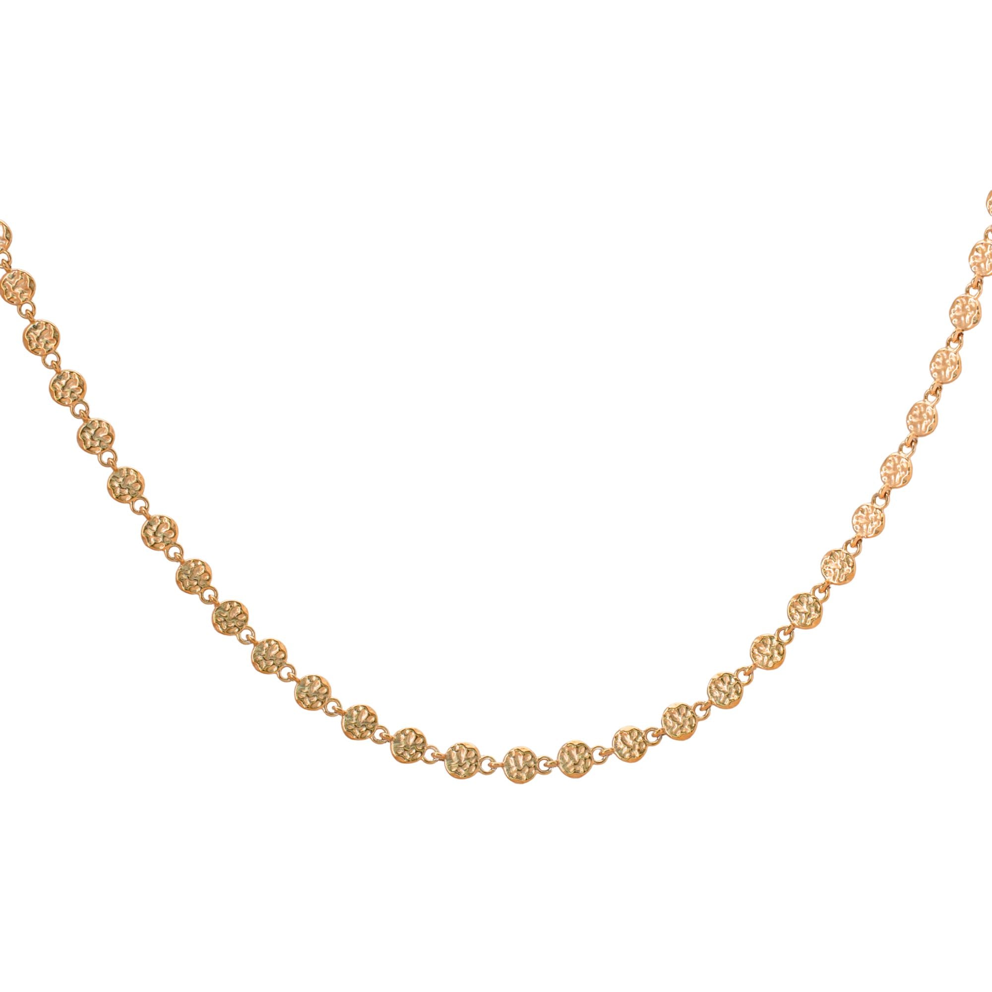 Rumi Halskette in gold bestehend aus einer Kette mit kleinen unregelmässigen Scheiben.