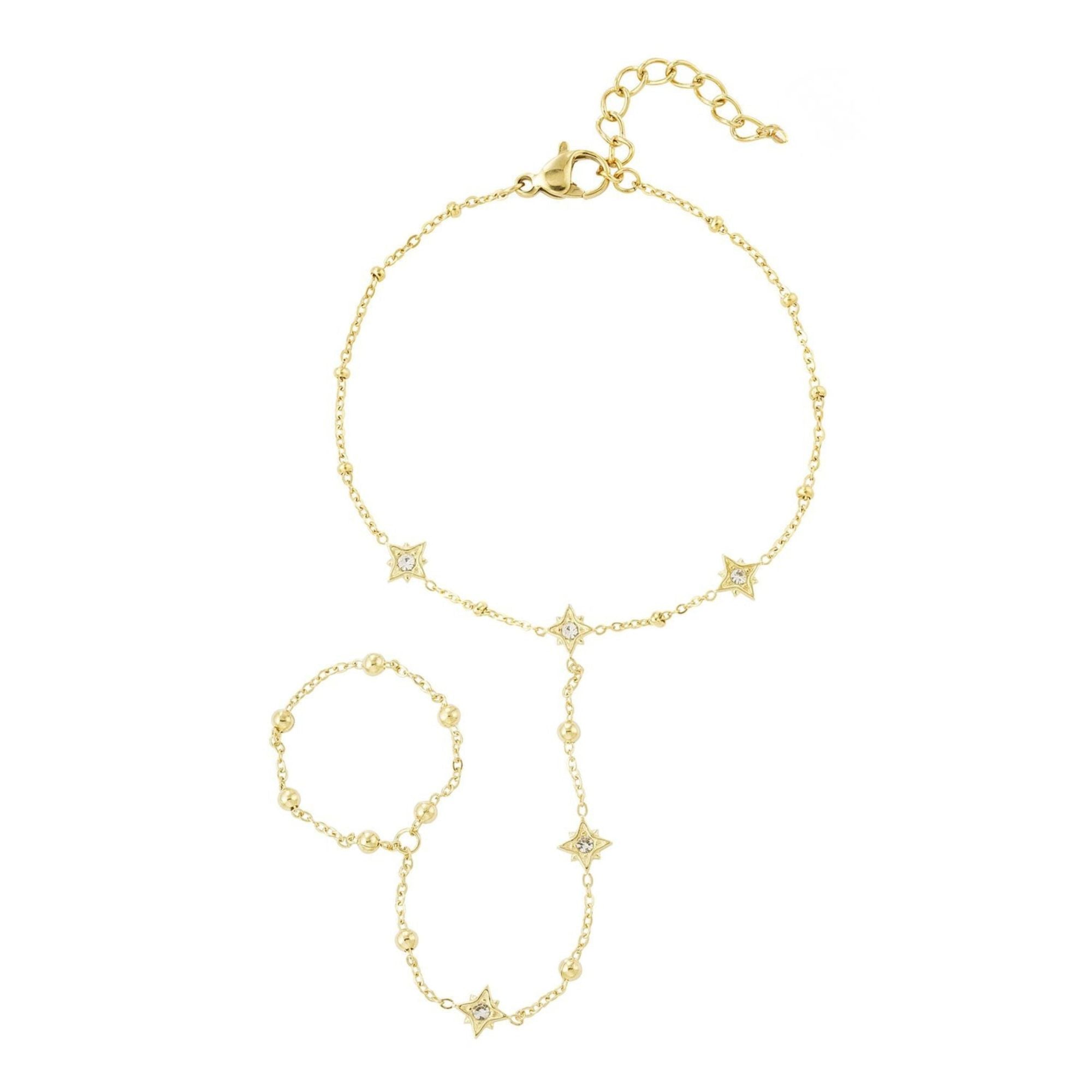 Stella Handkette in Gold mit Sternen-Anhängern.
