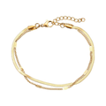 Yara Armband in gold bestehend aus zwei filigranen Ketten - einer Schlangen- und einer Gliederkette.
